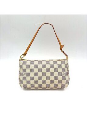 Louis Vuitton Pochette Accessoire Damier Azur Leather White Handbag
